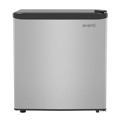 Image of Avanti Mini Fridge 1.6 Cu. Ft. Compact Refrigerator for Dorm, Office & Bedroom, Chiller Compartment, Glass Shelf, Reversible Door with Automatic Defrost, ENERGY STAR, Stainless Steel
