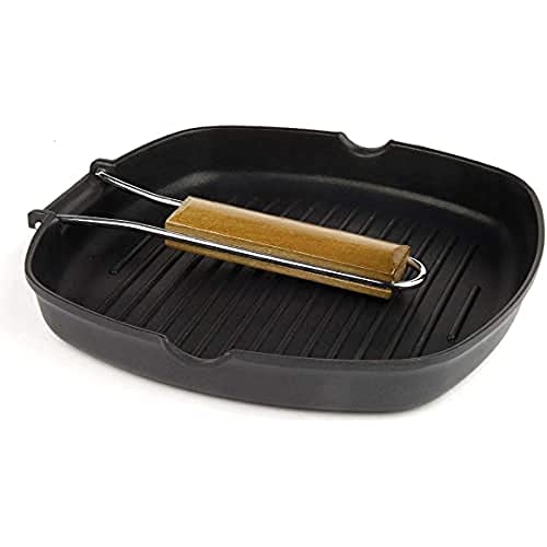 Vier Menaje 619 Asador Inducicón 20Cm, Aluminio Fundido, Negro, 20 Cm