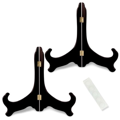 Uccellino 大判 遺影立て スタンド 皿立て 写真立て 木製 ディスプレイ 30m 四つ切り A4 額縁 (ブラック, 2個セット)