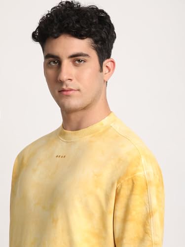 Image of Men Purple Tie and Dye Oversized Fit Round Neck T-Shirt