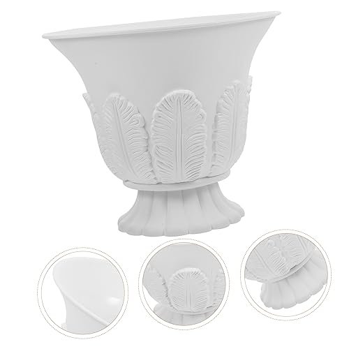 Pot de fleurs décoratif style romain en plastique blanc large ouverture