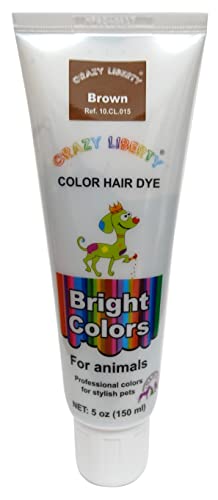 CRAZY LIBERTY Pets Hair dye (Brown), Permanent Dog Hair Dye, Non-Toxic Pet Hair Dye, Pet Safe Hair Dyes Last More 24 Washes.