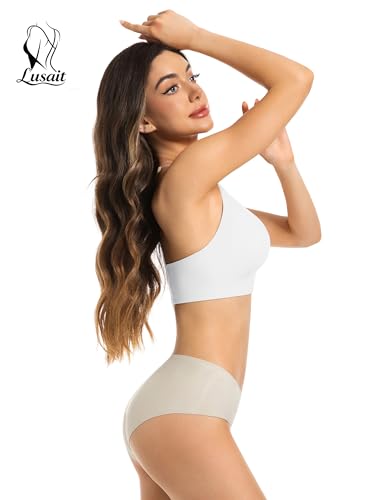 Image of Lusait Lace Bralettes for Women Full Coverage Sexy No Underwire Deep V Racerback Bra Comfort Padded Bras