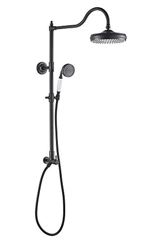 Fennocasa Polaris Vintage Rain Shower System For Retrofit & Remodel, 8" Rain Shower Head With Handheld Spray Combo With Slide Bar, Vertical Extension Pipe, Traditional Bathroom (Oil-Rubbed Bronze) #TOP27