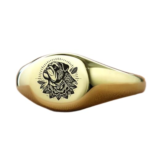 Bague bouledogue ronde chevalière argent 925 hypoallergénique