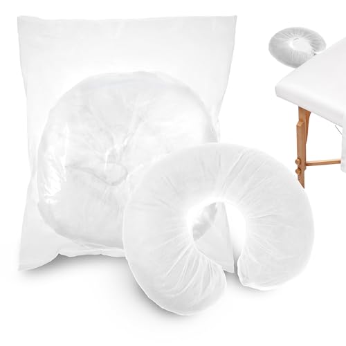 100個 使い捨てフェイスクレードルカバー マッサージフェイスヘッドレスト フィットカバー 不織布 ソフトマッサージネックピロー テーブル&チェア リスト ビューティーサロン スパ用