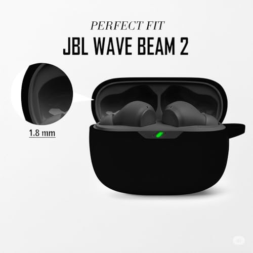 Image of LIRAMARK Silicone Cover Case with Carabiner Compatible with JBL Wave Beam 2 (2024) (Black)