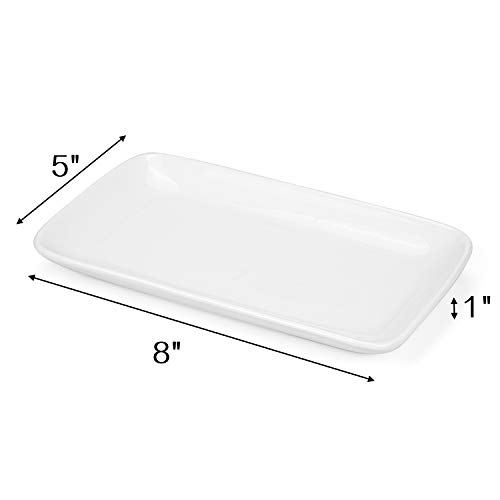 Foraineam Set of 8 Rectangular Porcelain Serving Platters 8 inch/20 cm White Plates Oven Safe Serving Dishes Perfect for Buffets Deserts Appetizers & Entrée - Image 2