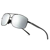 SUNGAIT Ultra Lightweight Rectangular Polarized Sunglasses UV400 Protection (Gunmetal Frame Silver...