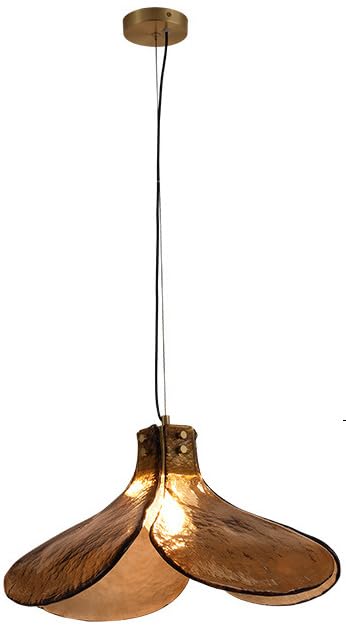 Suspension verre ambré îlot cuisine lustre vintage fleur grande lampe plafond