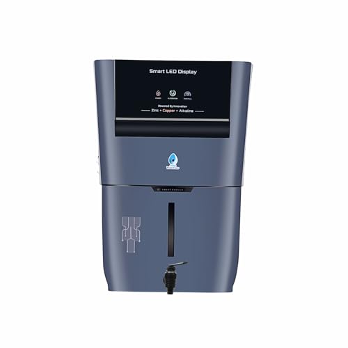 Shreeji Water Care Aroma RO Water Purifier | RO+UV+UF+TDS Adjuster | Zinc + Copper + Alkaline | 12L Storage | Smart LED Display | Borewell, Tanker & Municipal Water [GREY]