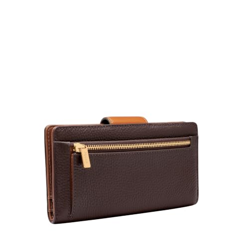 Image of Fossil Women's Logan Leather Wallet RFID Blocking Tab Clutch