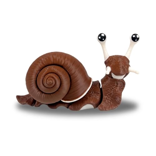 MAVLENT 3D Printed Snail, 3D Printed Animals, 3D Printed Toys, Articulated Brown Flexible Snail Figure for Desk Decor, Collectible Gift for Adults, Party Prizes