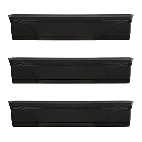 Southern Patio SPAT-MB3612BK 36-Inch Medallion Hanging Windowsill Garden Box Planter, Black (3 Pack)