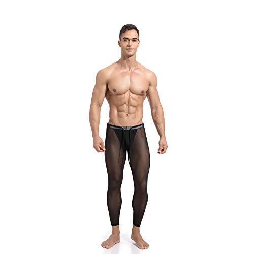 easyforever Mens Mesh See-Through Sexy Tights Compression Thermal Sport Gym Training Running Pants Yoga Leggings2