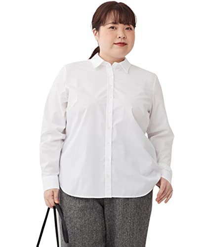 ［nissen(ニッセン)］ シャツ カッターシャツ ベーシック 綿混 レディース 大きいサイズ 白 無地 シンプル 4L...