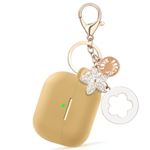Image of Case Compatible for Apple Airpods 4 - VISOOM Airpods 4 Cases 2024 Cover Women Anti-Drop Silicone iPods 4 Earbuds Wireless Accessorie Charging Cases Girl Bling Keychain for Airpod iPods 4th Generation