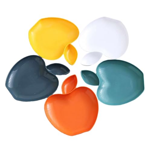 MUCKLILY 5Pcs Apple Shaped Food Storage Plates Simple Style Snack and Dipping Sauce Dishes Multi Functional Plates for Dumplings Fruits Desserts and Breakfast