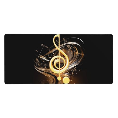 Tapis de souris de jeu étendu XXL 90x40 cm avec motif notes de musique pour bureau
