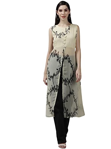 Image of Aarika Womens Lemon Color Georgette Embroidery Top