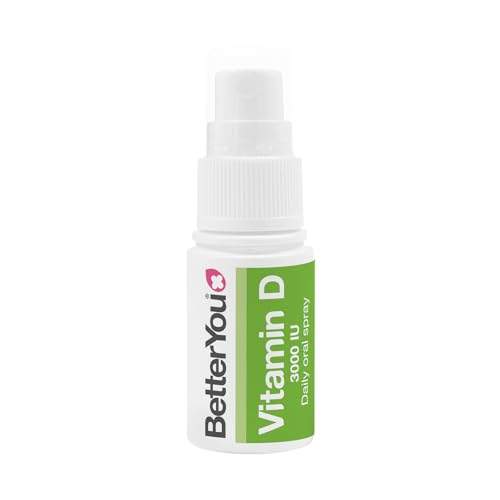 BetterYou Vitamin D 3000 IU Oral Spray, Fast Acting Vitamin D3 Supplement, Supports Bones, Teeth and a Healthy Immune System, 3-Month Supply, Natural Peppermint Flavour, Made in the UK
