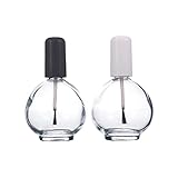 lasenersm 2 Pieces Large Capacity 75ml (2.5oz) Empty Nail Polish Bottles with Brush Spherical Clear Glass Nail Polish Bottles Refillable Nail Polish Glass Bottles Containers for DIY Nail Art