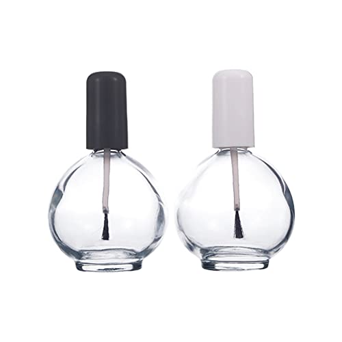 lasenersm 2 Pieces Large Capacity 75ml (2.5oz) Empty Nail Polish Bottles with Brush Spherical Clear Glass Nail Polish Bottles Refillable Nail Polish Glass Bottles Containers for DIY Nail Art