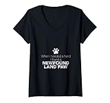 Femme main Terre-Neuve patte chien chien propriétaire chien slogan T-Shirt avec Col en V