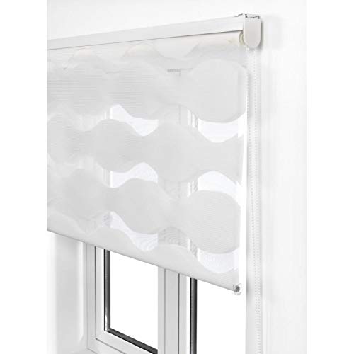 Estoralis JEOR Estor Enrollable Doble Tejido, Noche y día, Blanco, 145 x 175 cm