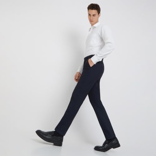 Image of Park Avenue Men Neo Fit Twill Pattern Poly Viscose Blend Flat Front Formal Trouser