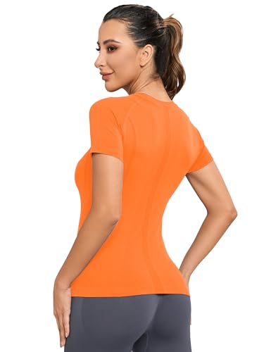 Image of MathCat Seamless Workout Tops for Women, Short Sleeve Compression Athletic Shirts Soft Yoga Gym Tops XS-XL