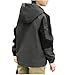 fnnxeal Boys Rain Jacket Lightweight Casual Zip Up Hoodie Fall Winter Fashion Waterproof Hooded Windbreaker Coat with Pockets Zip Up Hoodies Dark Gray 10 Years