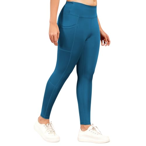 Image of NINQ high Waist Women Gym Compression Pants for Workout with Pocket, Yoga & Exercise, Active Wear Legging Sports Tights Trousers with Comfortable Fit for Running, Jogging & Training