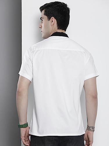 Image of The Indian Garage Co Men Cotton Regular Fit Placement Print Half Sleeves Baseball Collar Casual Shirt