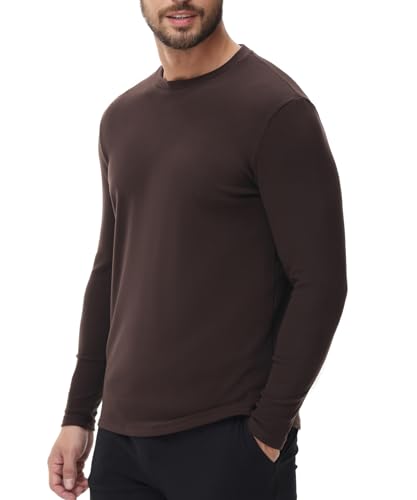 ADOREISM Thermal Underwear Tops for Men Long Sleeve Fleece Lined Base Layer Crew Shirts Regular Fit for Cold Weather2