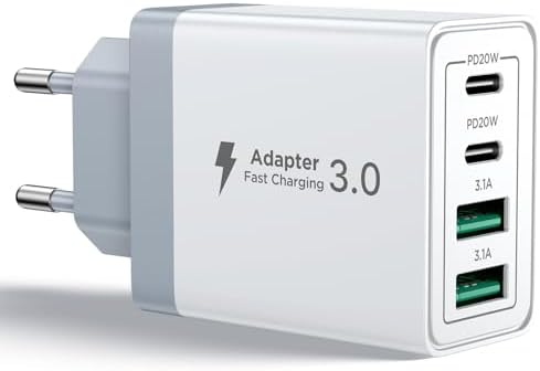 Aioneus Chargeur USB C, 40W 4 Port Prise USBC Chargeur Rapide iPh...