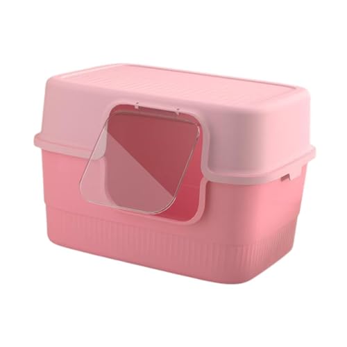 MYCENSE 完全カバーペットトイレ砂箱ペット便器、猫トイレサンドボックス子猫トイレ小中大猫用, ピンク