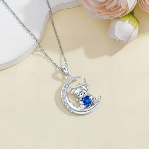 Image of PROESS Animal Birthstone Necklace 925 Sterling Silver Otter /Axolotl /Hippo /Elephant /Dachshund /Monkey /Red Panda Pendant Necklace Animal Birthstone Jewelry Gifts for Women