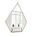 BEACH'D 16" Large Hanging Hexagon Gold Brass Wall Mirror with Chain