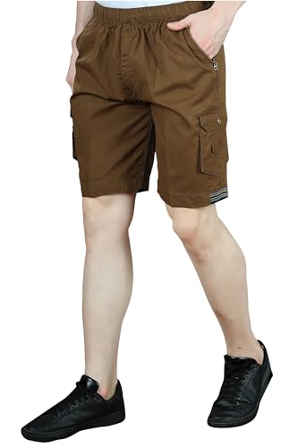 Image of Men Cotton Regular Fit Solid Short | 2 Zipper Pocket | 3 Button Pockets | Versatile Half Pants for Everyday -