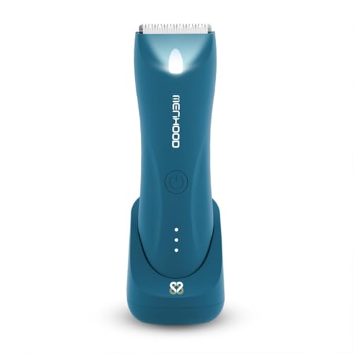 Image of MENHOOD Trimmer 1.0 Pro Blue Edition Waterproof Manscaping Body Ball Groin Trimmer for Men Type-C Wireless Charge LED Spotlight 150 Min Runtime Ceramic Blade IPX7