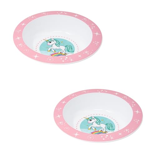 damaloo Einhorn Kinder Schüssel Set – 2er Set Kinderschüsseln mit Einhorn Motiv – BPA-frei & mikrowellengeeignet – Müslischale, Schüsselchen, Unicorn Plastikschale für Mädchen