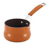 Rachael Ray Cucina Nonstick Butter Warmer, Hard Porcelain Enamel Aluminum, 0.75-Quart, Pumpkin Orange