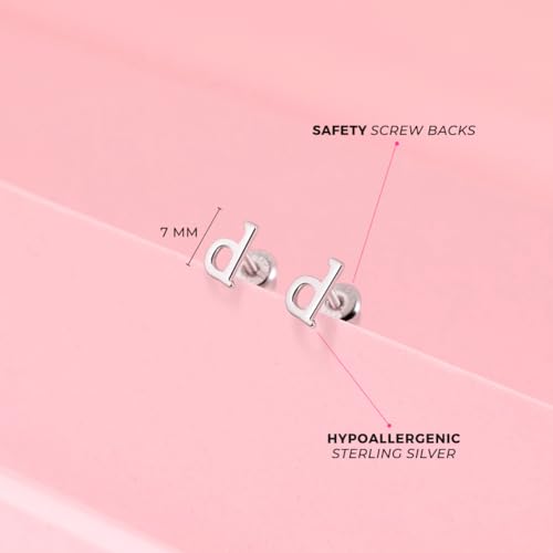 925 Sterling Silver Polished Initial Letter Screw Back Earrings For Little Girls & Preteens - Casual Initial Earrings For a Young Girls Birthday Event - Small Earrings For Girls4