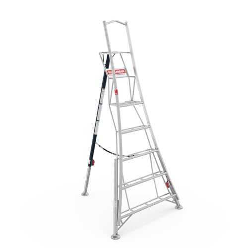 Henchman Fully Adjustable Aluminium Tripod Ladder - 3 Adjustable Legs 150kg Load Capacity 5-year warranty Free Rubber Feet for Indoor Use (8ft / 2.4m)