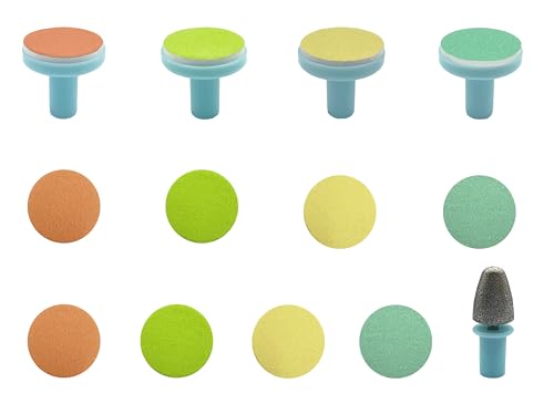 Image of Electric Nail Trimmer Replacements,13 in 1- Baby Electric Nail Buffer Sandpaper Pads (Assorted Pads with Blue Base)