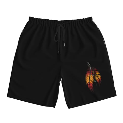 Native American Feather Mens Swim Trunks Quick Dry Board Shorts 7