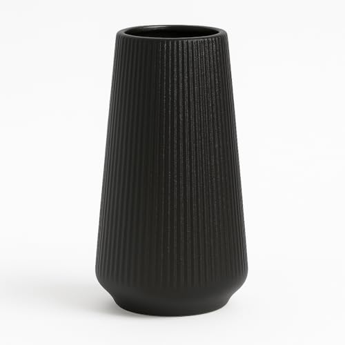 CheeryStow Matte Black Ceramic Vase – Frosted Elegant Flower Vase ...