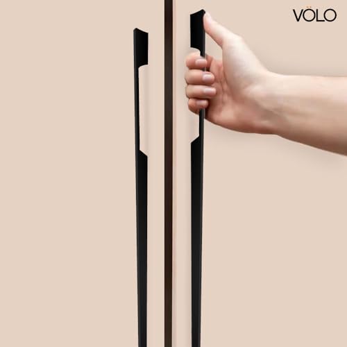 Image of VOLO Aluminium Wardrobe Handle - Elegant Pull Handle for Wardrobe Doors, Cabinet Doors, and Drawers in Kitchen, Office, and Bedroom (Pack of 2 Pieces) (SAC-40 Black 36 Inch (900mm))