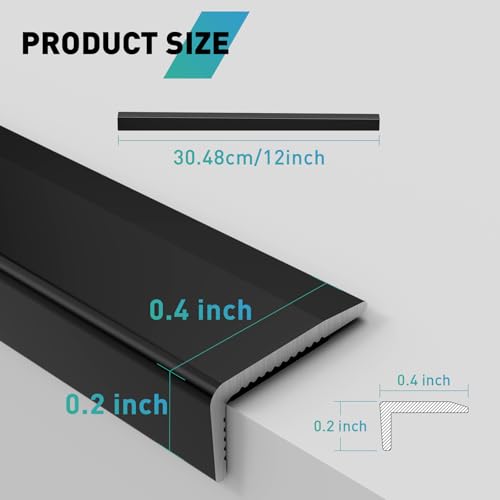 Image of 20-Pack Tile Edge Trim,12''x0.4'' | 12''x0.4'' Peel and Stick Aluminum Backsplash Trim Edge,Metal Self Adhesive Decorative Tile Liner,Matte Black